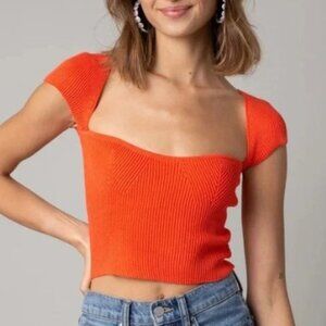 Olivaceaus Orange Capped Sleeve Top